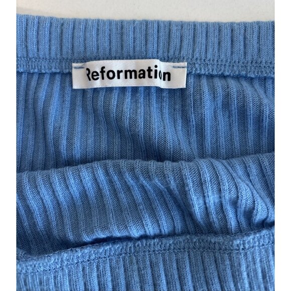 Reformation Dusk Blue Long Skirt Sz Small Sustainable Midi Slip Skirt Boho Chic - Picture 6 of 6